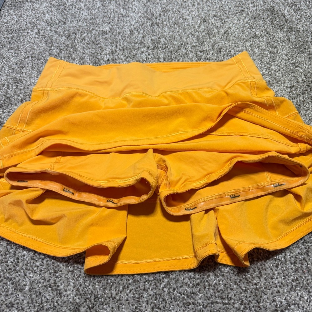Lululemon Pace Rival Skirt Mid Rise Long Mango Dream Orange Women 6 Athletic - Picture 5 of 11